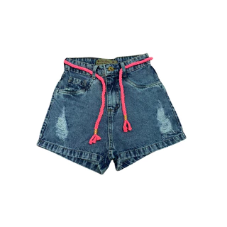 Short Jeans cinto modelo cordinha pink