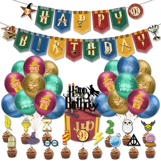 Harry Potter Festa De Aniversário Infantil Conjunto De Balões De Mesa Descartáveis Decoração De Cena Adereços Para Jantar Copo De Bolo Topper Baby Shower Party