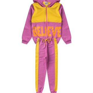 Conjunto Infantil Menina Moletom - Belive - Amarelo e Rosa