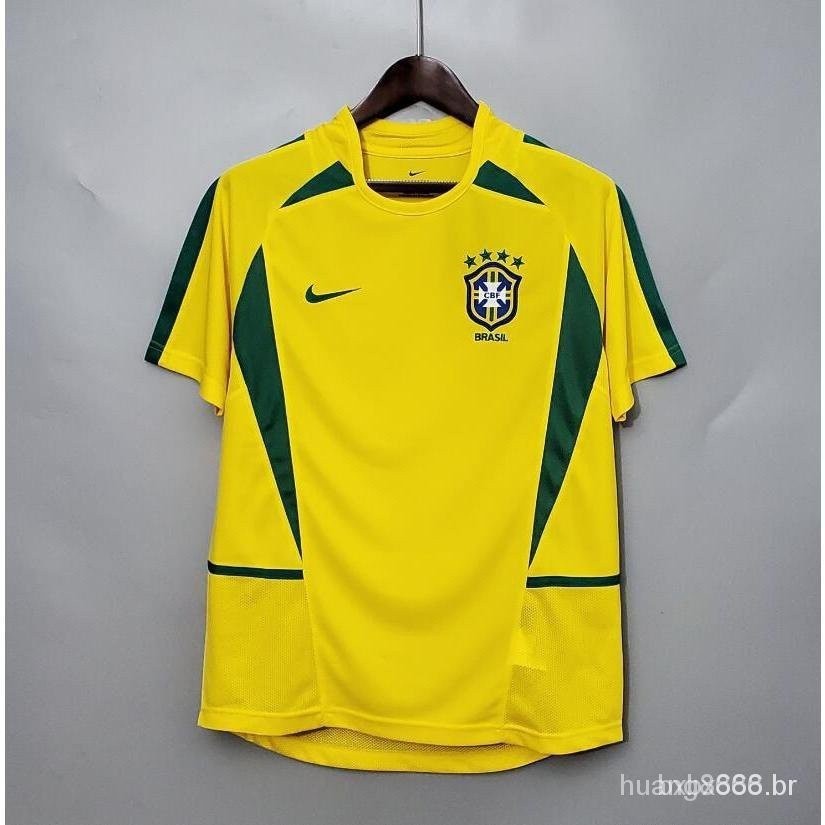 Camisa de futebol 20002 Retro Brasil Ronaldo Home Masculina Amarelo Clássico Fãs Versão PNAK