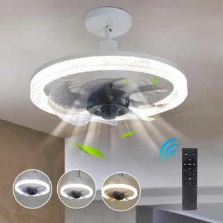 Ventilador Led Luz Lâmpada Controle remoto Cristal Teto Bivolt E27 novo branco quente e frio silencioso