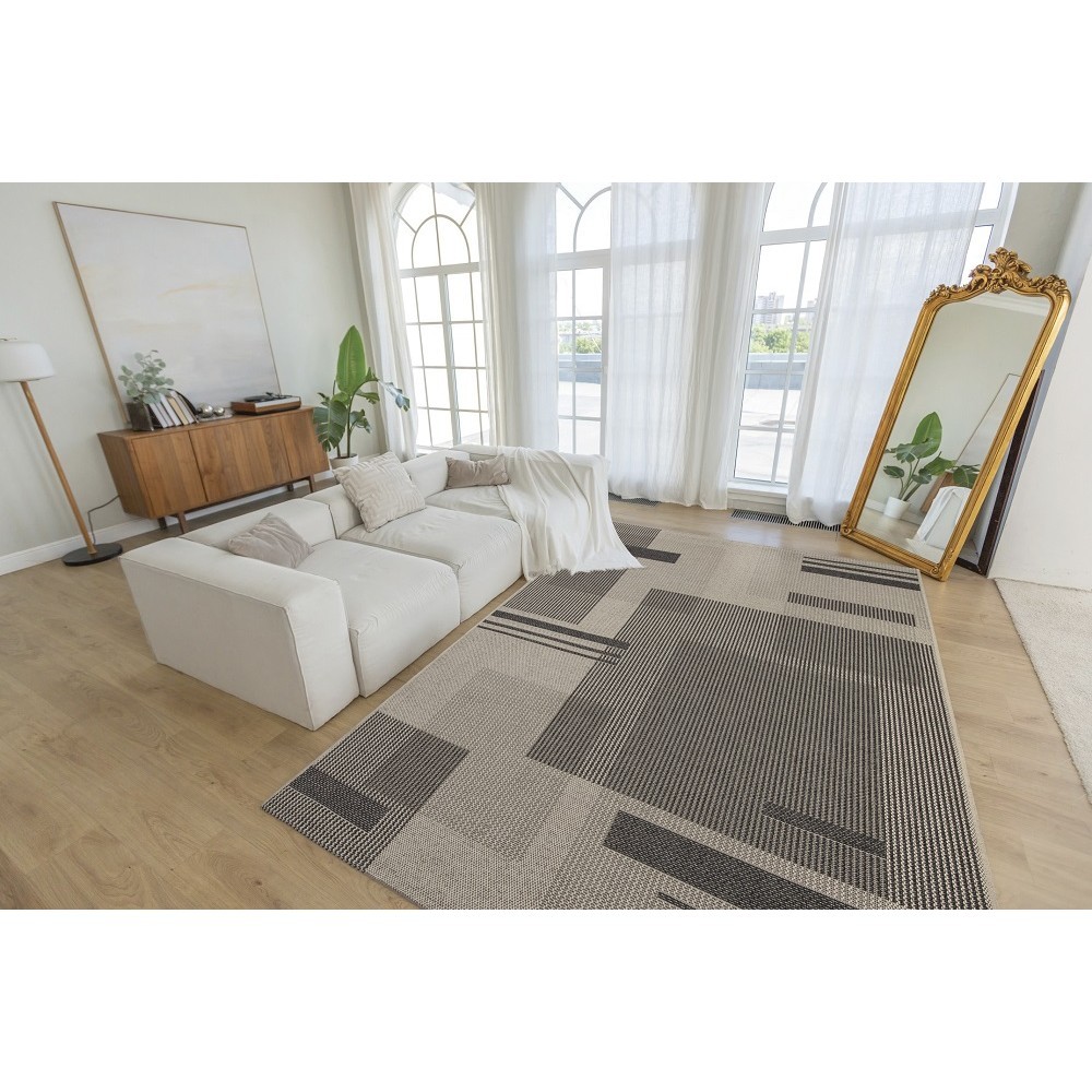 Tapete Para Sala Sisal Antiderrapante Eco Nature Painel J Serrano 1,50 x 2,00 Bege Chumbo