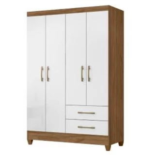 Guarda Roupas Solteiro Com 4 Portas Chile Nature / Branco