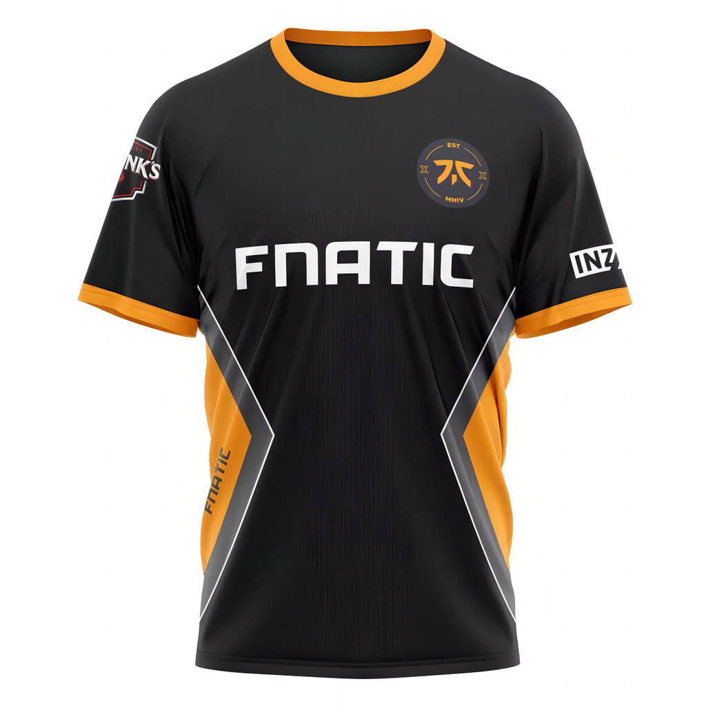 2024 Nova Camiseta Fnatic Jersey Para Equipe De Esportes Uniformes De Pescoço Redondo Masculino Impresso Em 3D De Manga Curta