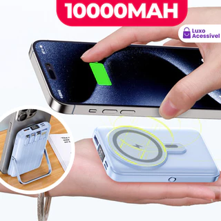 Carregador De Indução Portátil Para iPhone/Android Magsafe Apple Carga De Bateria Sem Fio 10.000 mAh/Com