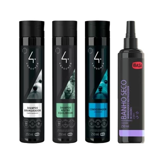 Shampoo Branqueador + Neutro + Condicionador + Banho Seco 250ml - Ibasa