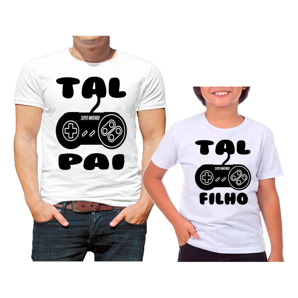 Kit 2 Camisetas dia dos pais papai Pai E Filho Controle Vídeo Game | Shopee  Brasil