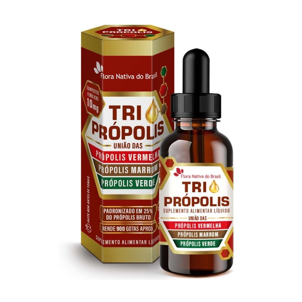 Tri Própolis ( Vermelho Marrom Verde) 20ml | Shopee Brasil