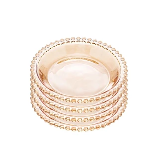4 Pratos Wolff Pearl de Cristal Âmbar