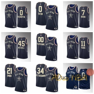 2024 NBA All-Star Game Hot Pressed Camisa #7 Jaylen Brown #0 Tyrese Haliburton #0 Damian Lillard #11 Trae Young Swi De Basquetebol jerseys