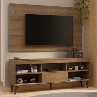 Rack com Painel para TV até 65 Polegadas com Pés Rustic Detroit Madesa em Oferta na Shopee