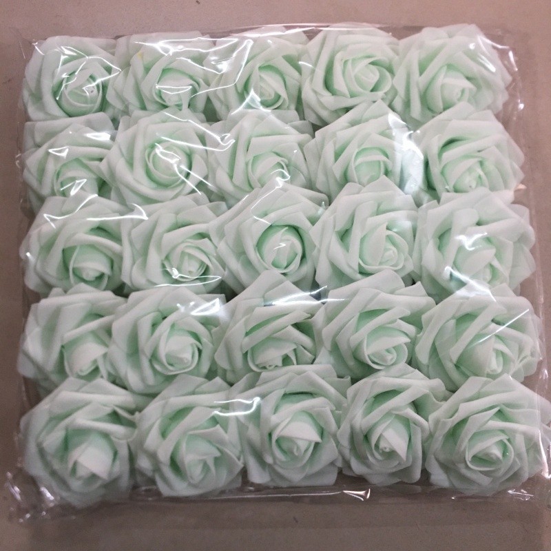 25pcs rosa na caixa 8cm imitação pe rose com espuma haste flor do