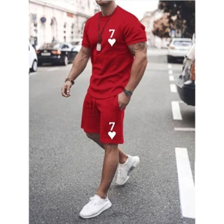 Conjunto Masculino Camiseta E Bermuda 7 Copas Baralho Kit Verão 2024 KF