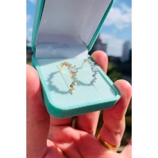 Anel Solitário Banhado A Ouro 18k Com Zircônia Folheado Noivado