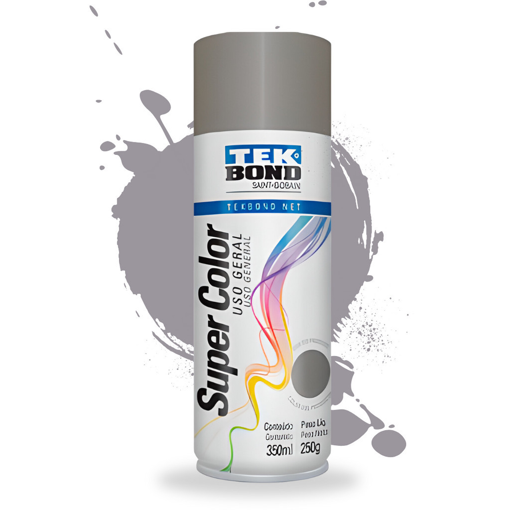 Tinta Spray Primer Fundo Preparador SuperColor Uso Geral 350ml Tekbond Aerossol Secagem Rápida Gesso Cerâmica Aerosol