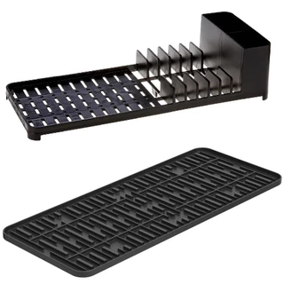 Escorredor de Louça e Talheres + Tapete de Pia Single Brinox 42x17x9cm Preto Coza