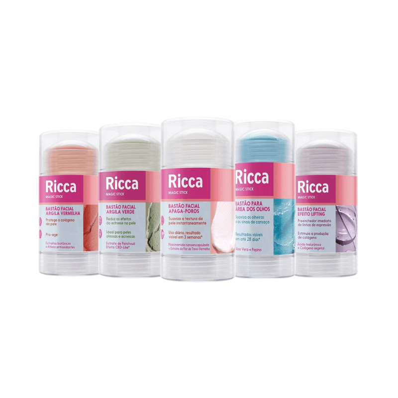 Kit de Bastões Faciais Ricca para Super Hidratação | Shopee Brasil