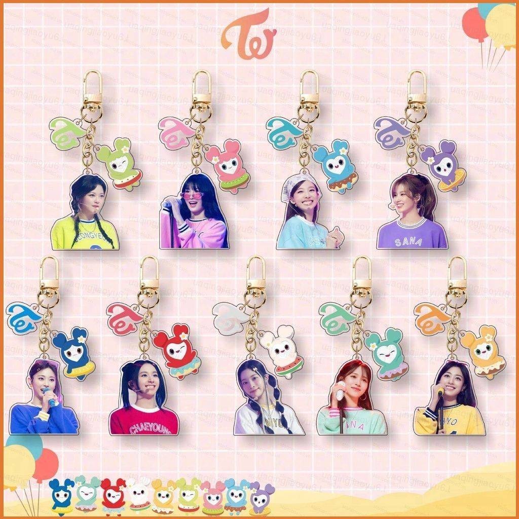 9pcs/set New Twice Lovely Plush Toy Momo Doll Keychain Pendant