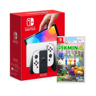 Console Nintendo Switch Oled Branco + Jogo Pikmin 4