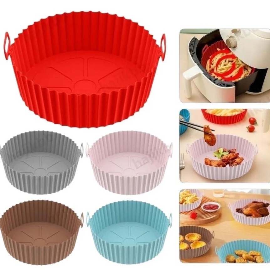 Forma De Silicone Para Air Fryer Forno Microondas Fritadeira Assadeira – Reutilizável Antiaderente Flexível