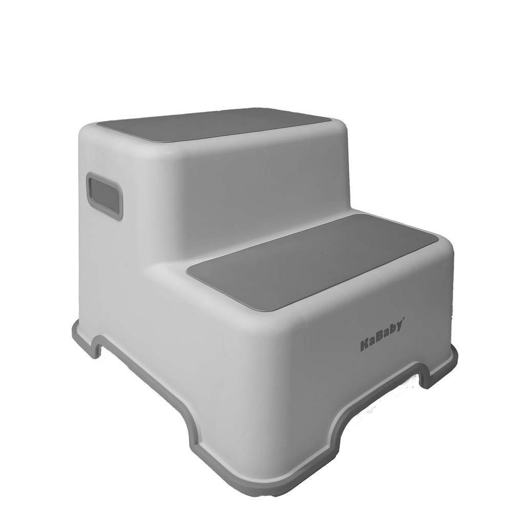Banquinho Banheiro Infantil Antiderrapante 2 Degraus Cinza