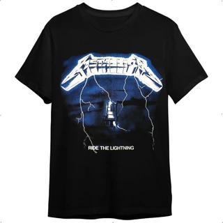 Camiseta Metallica Ride The Lightning Banda De Rock Preta Unissex Adulto e Infantil 100% Algodão
