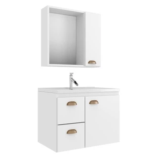 Gabinete Banheiro com Cuba e Espelheira 60cm Multimóveis CR10072 Branco