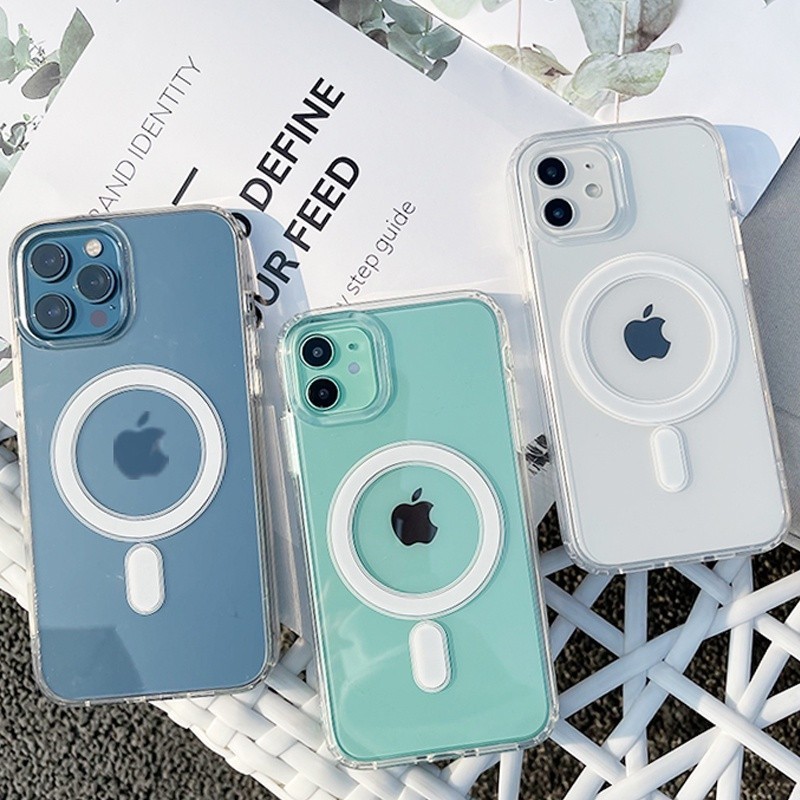 Capa Capinha Para Carregador Sem Fio Magsafe Transparente para IPhones 11 12 13 13mini 13pro 13promax 14 15 Promax