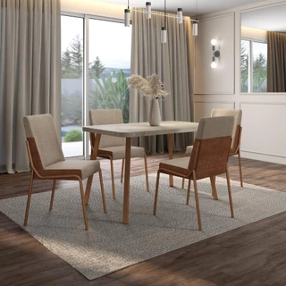 Conjunto Sala de Jantar 4 Cadeiras San Lorenzo Carraro Petra Rose