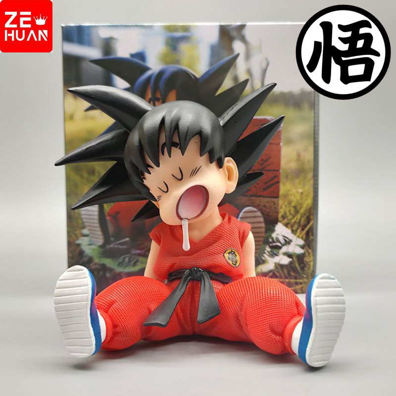 10cm Anime Dragon Ball Z Kakarotto GK Figura de Ação PVC, Auto Acessórios, Sentado Postura do sono, Son Goku Modelo Brinquedos, Presentes