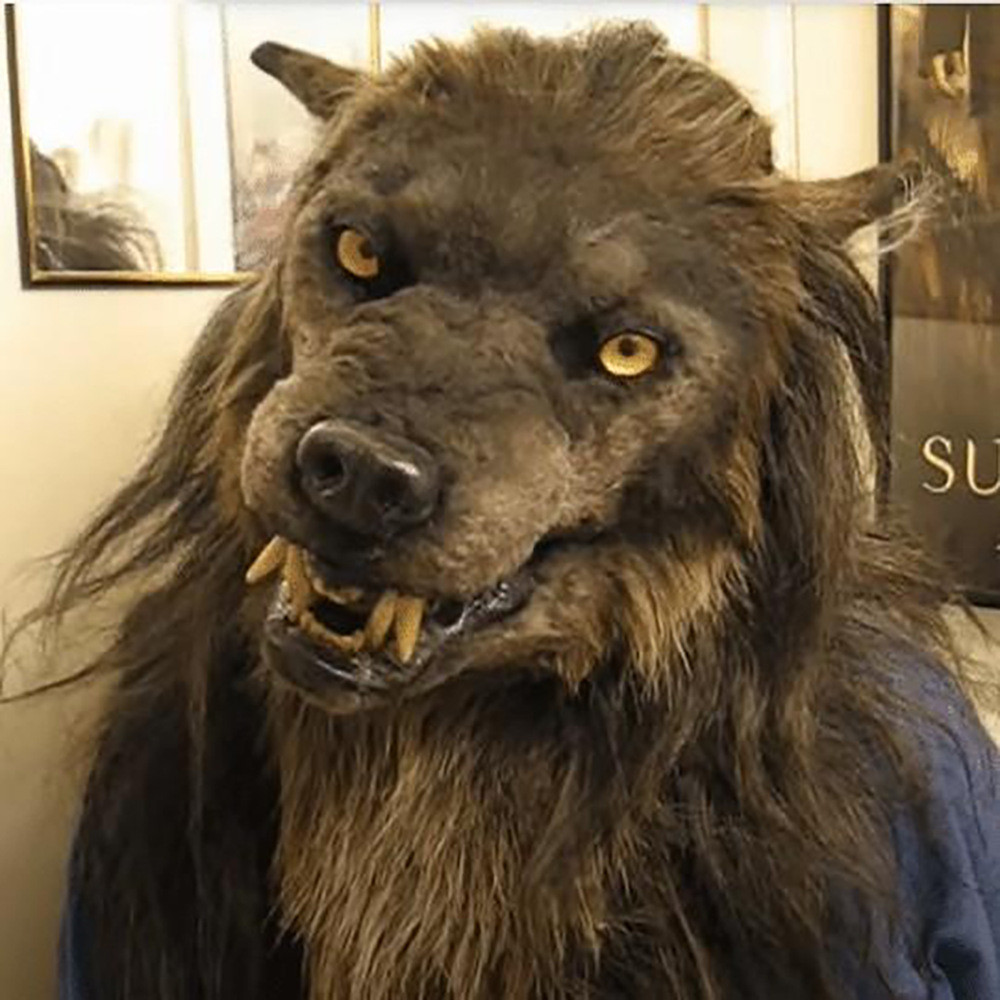 Máscara De Lobo Morto Com Cabelos Simulação Animal Adereços De Festa Halloween Cosplay