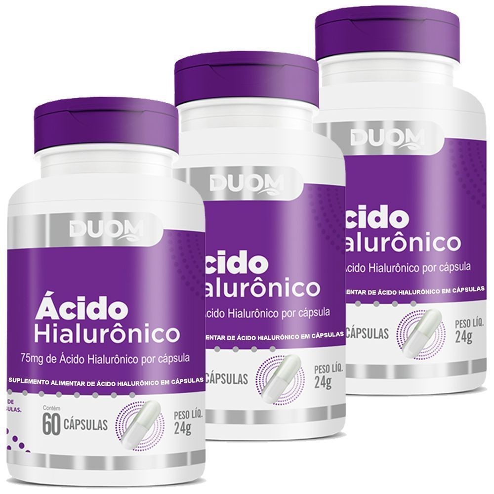 Kit 3x Ácido Hialurônico 60 Cápsulas Duom | Shopee Brasil