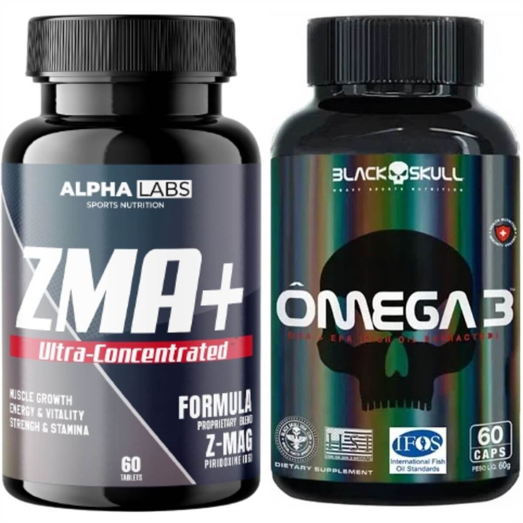 Kit Alpha Labs: Zma 60 tabs + Ômega 3 Black Skull 60 cáps | Shopee Brasil