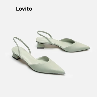 Lovito Chinelos Simples Elegantes De Salto Grosso E Liso Para Mulheres LFA19550