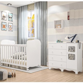 Quarto de Bebê Completo com Berço Candy, Cômoda 1 Porta e Guarda