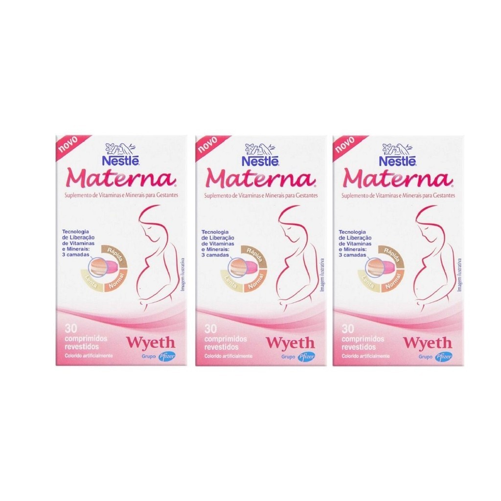 Kit 03 Suplemento Vitamínico Nestle Materna 30 Cp - Nestle | Shopee Brasil