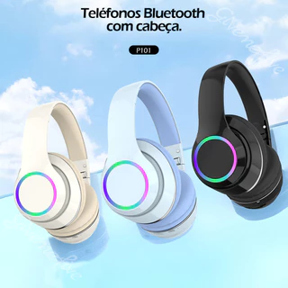 P101 Fone de ouvido sem fio com iluminação, redução de ruído, estéreo, fones de ouvido para computador, jogos, escritório, reunião com zoom, 350 mAh