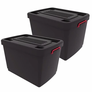 Kit 2 Caixas Organizadoras Plásticas com Rodas 95 L Preto