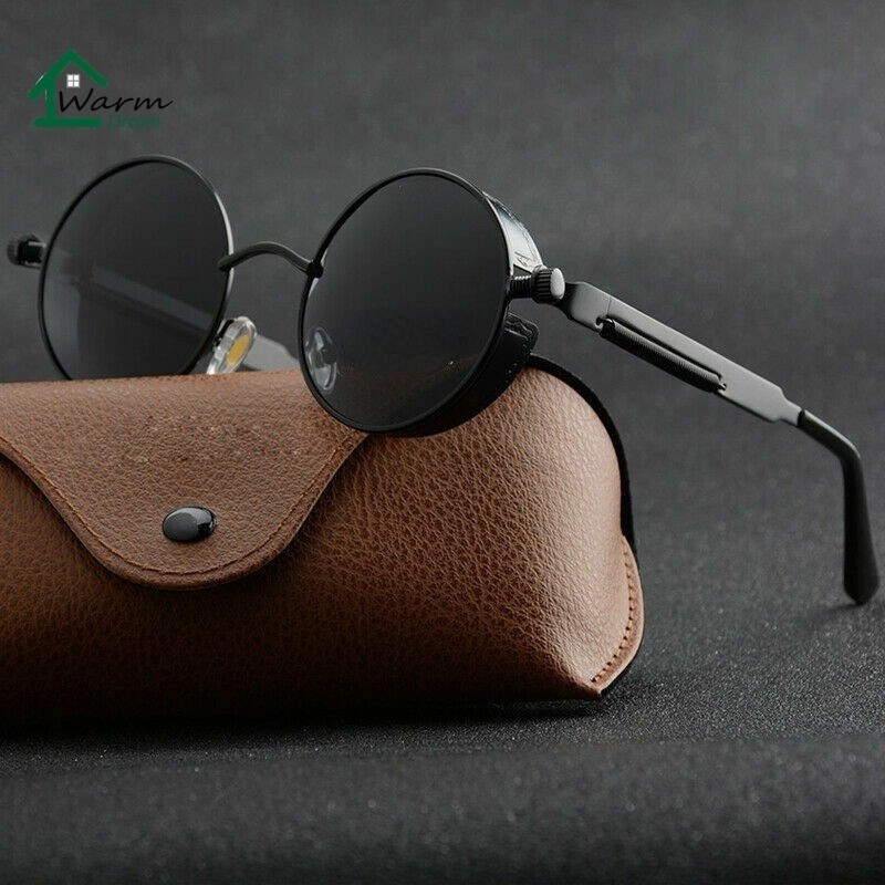 Óculos De Sol Redondos Góticos Steampunk Retro Clássico Gótico Homens Mulheres Moldura Plástica Redonda Lentes Coloridas UV400