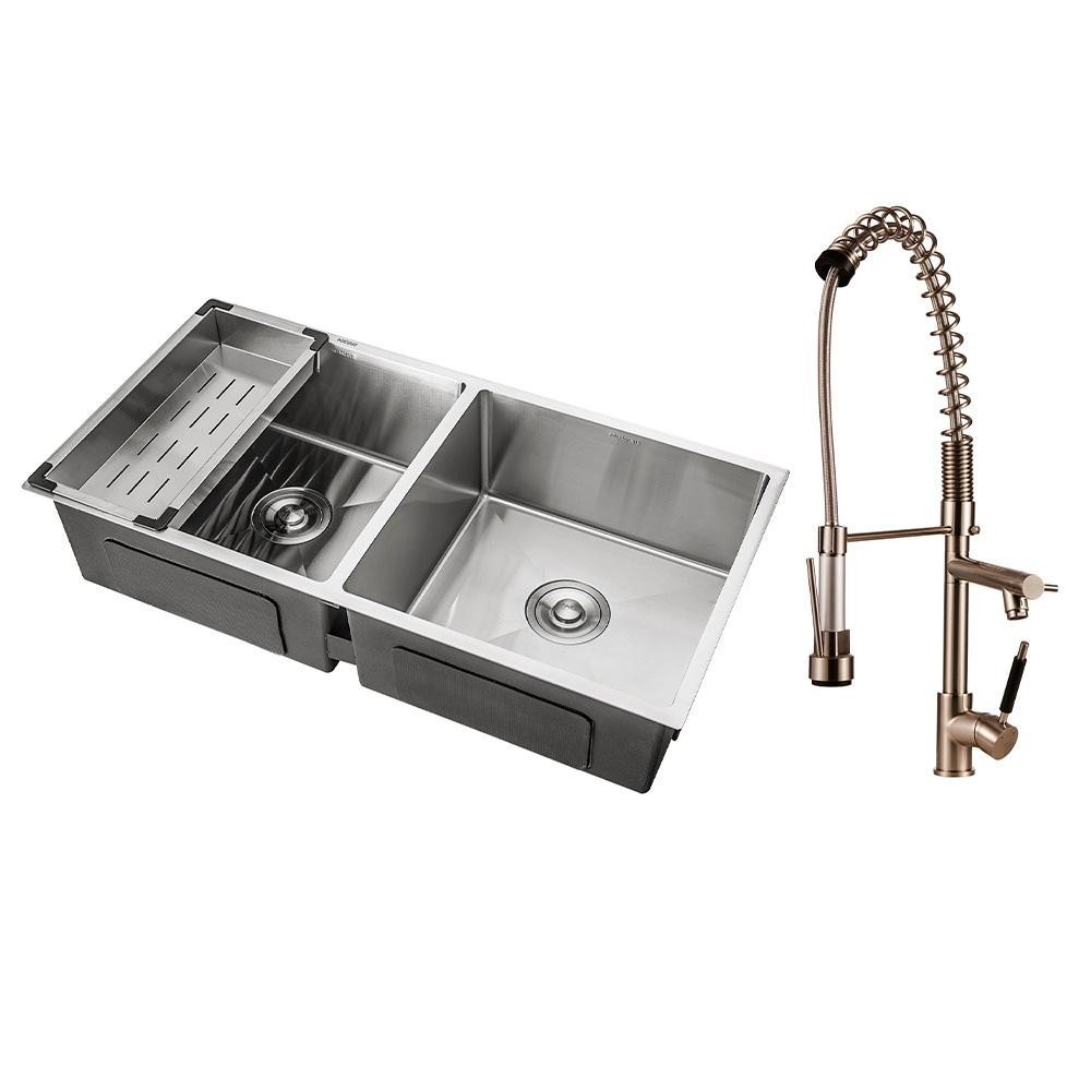 Cuba para Cozinha Tukano e Torneira Misturador Monocomando Extensível Ituí Pingoo - Prata