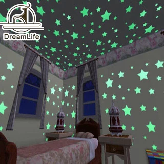 1 Pacote Estrela Colorida Brilhante No Adesivo Escuro/Plástico Luminoso Para Decoração Do Lar