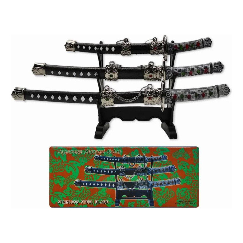 Trio Espadas Samurai Katana Abridor Cartas Miniatura Decor