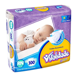 FRALDA INFANTIL VITALIDADE BABY RN/ 100 UN em Oferta na Shopee