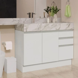 Armário Gabinete para Banheiro 120cm 2 Portas 3 Gavetas Branco Madesa em Oferta na Shopee