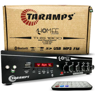 Amplificador Receiver Bluetooth THS 1800 Taramps Bt Aux USB Som Ambiente Residencial