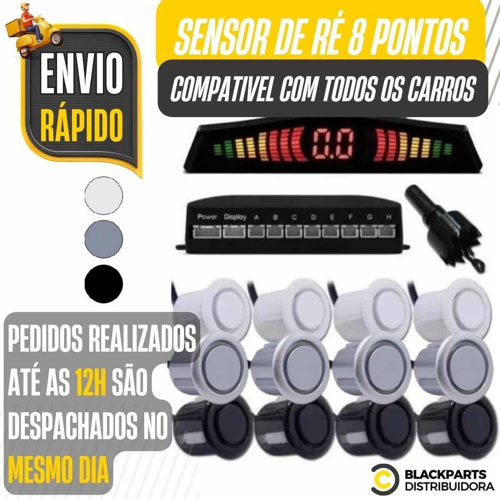 Sensor Estacionamento Ré 8 Pontos Dianteiro Traseiro Display