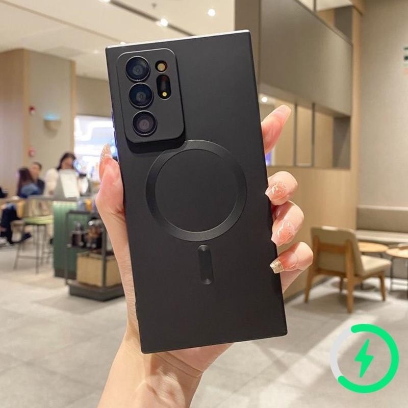 Para Samsung Galaxy Note 20 Ultra 10 Plus S23 S22 Magnético Fino Mate Anti-Impressão Digital Com Protetor De Lente Malha De Poeira Casex Telefone