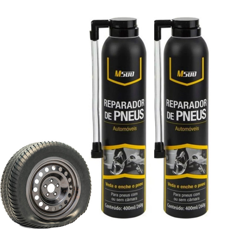 Kit 2 Reparador De Pneu Instantaneo Tapa Furo M500 Carro Moto 400ml ...
