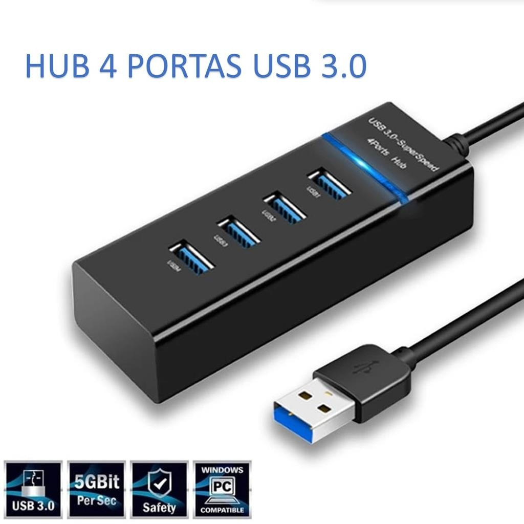 Hub Usb 3.0 4 Portas Expansor Rápido 5 Gbps Alta Velocidade