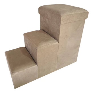 Escada Pet Baú Para Cachorro E Gato Escadinha Cães Suede